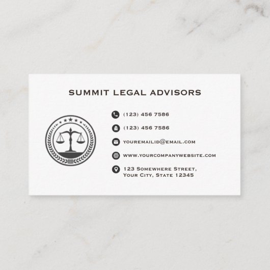 Aangepaste witte en zwarte monogram wet Kantoor Visitekaartje (Achterkant)