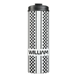 Aangepaste witte en zwarte Race Sport Stripe Thermosbeker