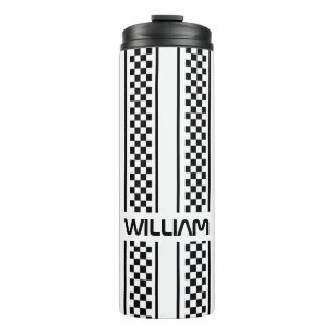 Aangepaste witte en zwarte Race Sport Stripe Thermosbeker