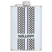 Aangepaste witte en zwarte race sportstreep heupfles (Voorkant)