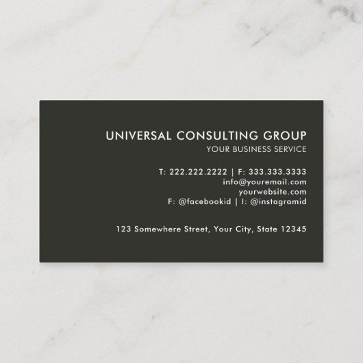 Aangepaste witte en zwarte ring Fancy Professional Visitekaartje (Achterkant)