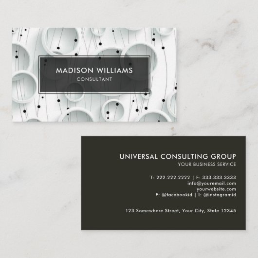 Aangepaste witte en zwarte ring Fancy Professional Visitekaartje (Voorkant / Achterkant)