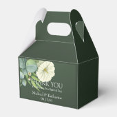 Aangepaste witte flora en smaragdgroen dank u bedankdoosjes (Voorkant Zijde)