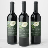 Aangepaste witte flora en smaragdgroen dank u wijn etiket (Flessen)