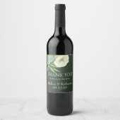 Aangepaste witte flora en smaragdgroen dank u wijn etiket (Voorkant)
