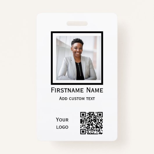 aangepaste witte foto werknemer badge ID qr code (Voorkant)