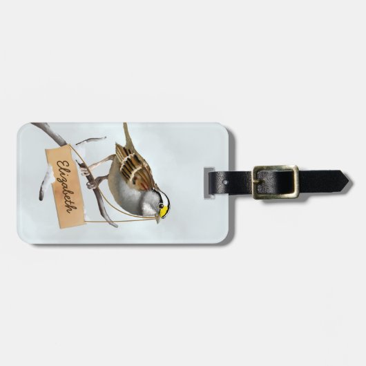 Aangepaste witte gekeelde mus bagagelabel (Voorkant horizontaal)