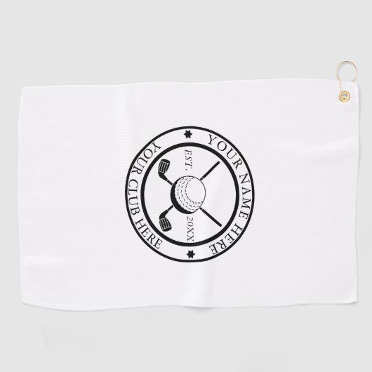 Aangepaste witte golfhanddoek met clubembleem (Horizontaal)