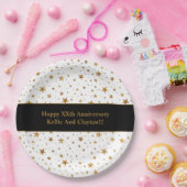 Aangepaste witte / gouden sterren bericht Jubileum Papieren Bordje (Feest)