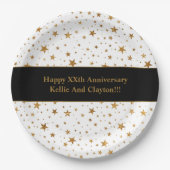 Aangepaste witte / gouden sterren bericht Jubileum Papieren Bordje (Voorkant)