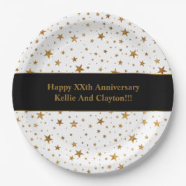 Aangepaste witte / gouden sterren bericht Jubileum Papieren Bordje