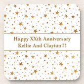 Aangepaste witte / gouden sterren met bericht Jubi Bier Onderzetter (Voorkant)