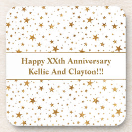 Aangepaste witte / gouden sterren met bericht Jubi Bier Onderzetter