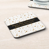 Aangepaste witte / gouden sterren met bericht Jubi Bier Onderzetter (Linkerzijde)