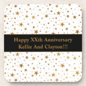 Aangepaste witte / gouden sterren met bericht Jubi Bier Onderzetter (Voorkant)