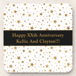 Aangepaste witte / gouden sterren met bericht Jubi Bier Onderzetter