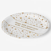 Aangepaste witte / gouden sterren met bericht Jubi Papieren Bordje (Gekanteld)