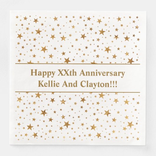 Aangepaste witte / gouden sterren met bericht Jubi Servet (Voorkant)