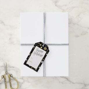 Aangepaste witte goudvlekken op zwarte vlekken cadeaulabel