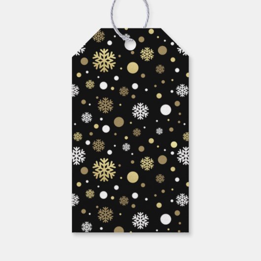 Aangepaste witte goudvlekken op zwarte vlekken cadeaulabel (Achterkant)