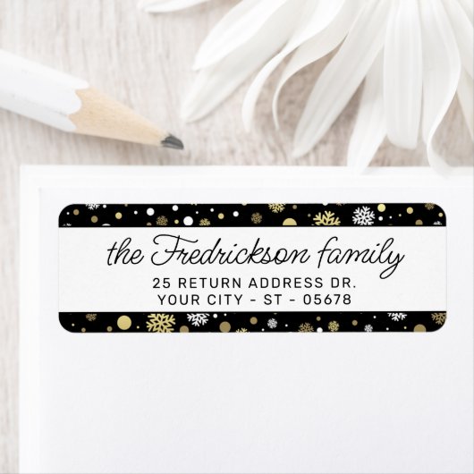 Aangepaste witte goudvlekken op zwarte vlekken etiket (Insitu)