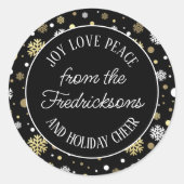 Aangepaste witte goudvlekken op zwarte vlekken ronde sticker (Voorkant)