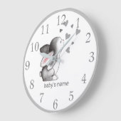 Aangepaste witte grijze bunny Nursery Decor Wall k Grote Klok (Hoek)