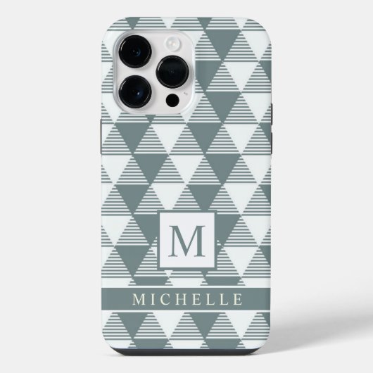 Aangepaste witte grijze driehoekstrepen geometrisc iPhone hoesje (Achterkant)
