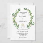 Aangepaste Witte Groene Waterverf Greenery Wedding Kaart (Voorkant)