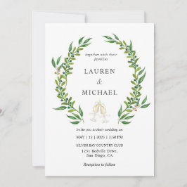 Aangepaste Witte Groene Waterverf Greenery Wedding Kaart