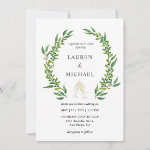 Aangepaste Witte Groene Waterverf Greenery Wedding Kaart