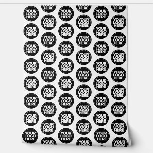 Aangepaste witte herhalende logo-achtergrond behang