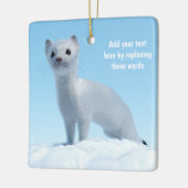 Aangepaste Witte Hermelijn Winter Dieren Kunst Keramisch Ornament (Links)
