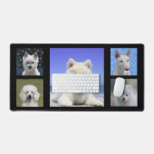 Aangepaste witte hondenfoto's op zwarte bureaumat (Keyboard & Muis)