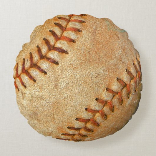 Aangepaste witte honkbal rode roodroodheid rond kussen (Voorkant)