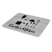 Aangepaste witte-houttekst snijvlak snijplank (Hoek)