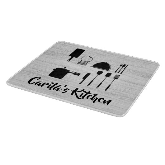 Aangepaste witte-houttekst snijvlak snijplank (Hoek)