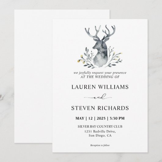 Aangepaste Witte Indigo Herten Antler Traditie Tro Kaart (Voorkant / Achterkant)