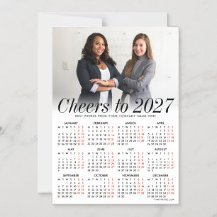 Aangepaste witte kalender 2027 magnetische kaart m uitnodiging
