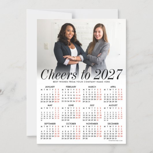 Aangepaste witte kalender 2027 magnetische kaart m uitnodiging (Voorkant)