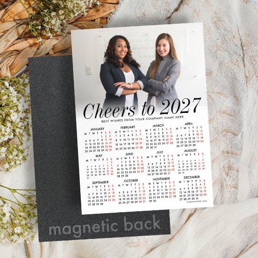 Aangepaste witte kalender 2027 magnetische kaart m uitnodiging