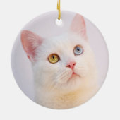 Aangepaste witte kat foto gepersonaliseerd keramisch ornament (Achterkant)