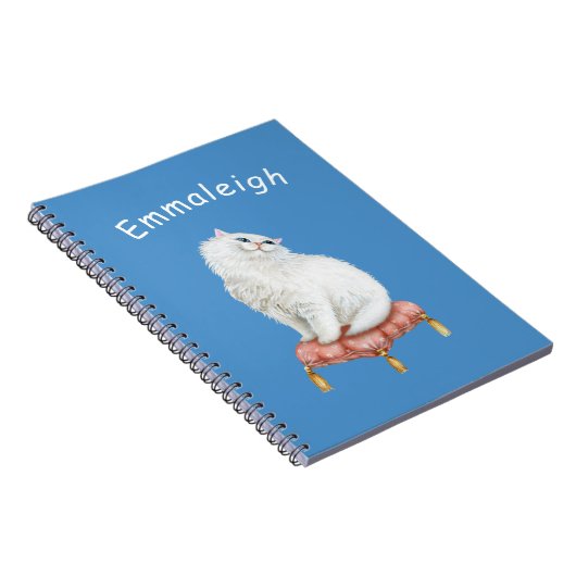 Aangepaste  witte kat op Pillow Notitieboek (Rechterzijde)