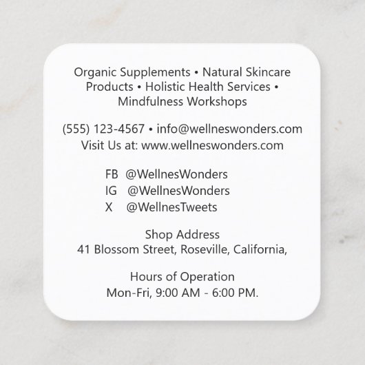 Aangepaste witte kleine bedrijfspand Logo QR-code Vierkante Visitekaartje (Achterkant)