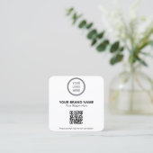 Aangepaste witte kleine bedrijfspand Logo QR-code Vierkante Visitekaartje (Staand voorkant)