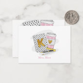 Aangepaste witte kleuterschool leraar koffie liefh notitiekaartje (Voorkant / Achterkant in situ)