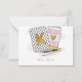 Aangepaste witte kleuterschool leraar koffie liefh notitiekaartje (Achterkant)