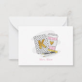 Aangepaste witte kleuterschool leraar koffie liefh notitiekaartje (Voorkant)