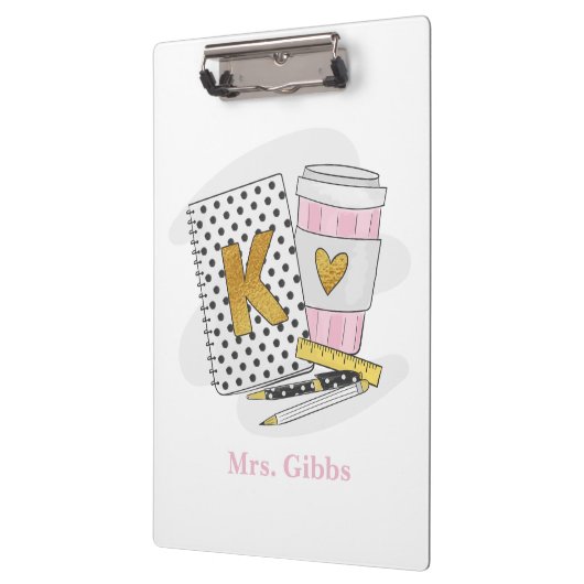 Aangepaste witte kleuterschool leraar school klembord (Links)