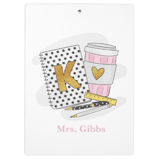 Aangepaste witte kleuterschool leraar school klembord (Achterkant)